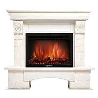 Портал Firelight Forte 25S камень белый, шпон белёный дуб