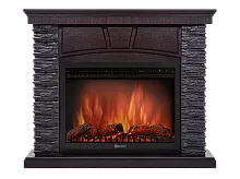 Портал Firelight Porto 25U (угловой) камень черный, шпон венге