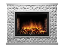 Портал Firelight Quadro 30 камень песчаник античный белый, белая эмаль