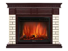Портал Firelight Bricks 30U (угловой) камень бежевый, шпон темный дуб